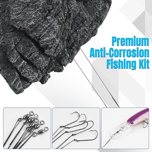 175pcs Fishing Tackle Box Kit Hooks Bobbers Sinkers Swivel Snaps Freshwater Saltwater Starter Set for Bass Trout Catfish Beginner Fishing Gift