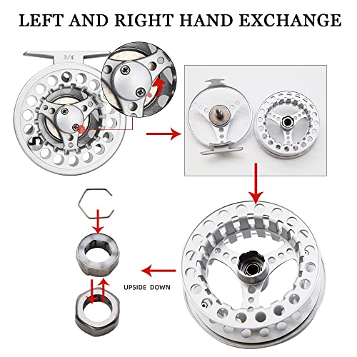 (1/2WT 3/4WT 5/6WT 7/8WT) Fly Reel with Line Combo Aluminum Alloy Large Arbor Fly Fishing Reels Weight Forward Fly Line with Braided Backing Taper Leader Pre-Tied - color: Silver Reel&Fluo Yellow Line(Pre-load), size: 1/2 WT Reel+Line