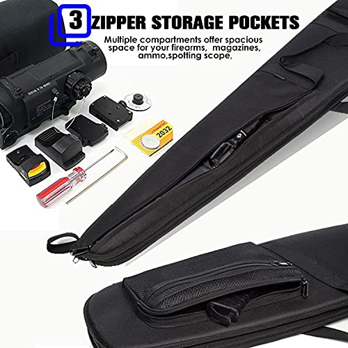 RAVOINCC Rifle Case Soft Shotgun Cases - Water Resistant Gun Carry Bag for Scoped Rifles with 3 Accessory Pockets Adjustable Shoulder Strap Available Length in 46 52 Inch - color: Black, size: 52inch