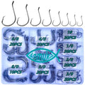 Circle Hooks Fishing Hooks 2X Strong 170PCS/Box|220PCS/Box Octopus Catfish Fish Bulk Fishing Hooks Set Saltwater Freshwater Gear Equipment#1 1/0 2/0 3/0 4/0 5/0 6/0 8/0 10/0 - color: BLACK-170PCS