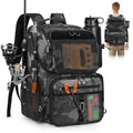 RAINSMORE 45L Fishing Backpack with Rod Holders & Rain Cover Large 900D Water-resistant Fishing Tackle Bag Store Fishing Gear - color: Black Gray Camouflage