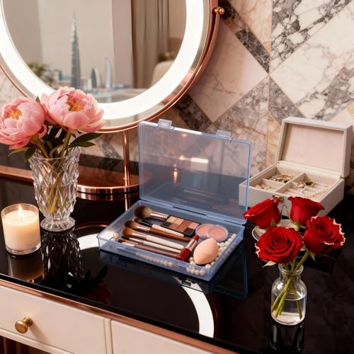 LJY 6 Pieces Rectangular Empty Mini Clear Plastic Organizer Storage Box Containers with Hinged Lids (7.1 x 4.3 x 1.2 inch, Blue) - color: Blue, size: 7.1 x 4.3 x 1.2 inch
