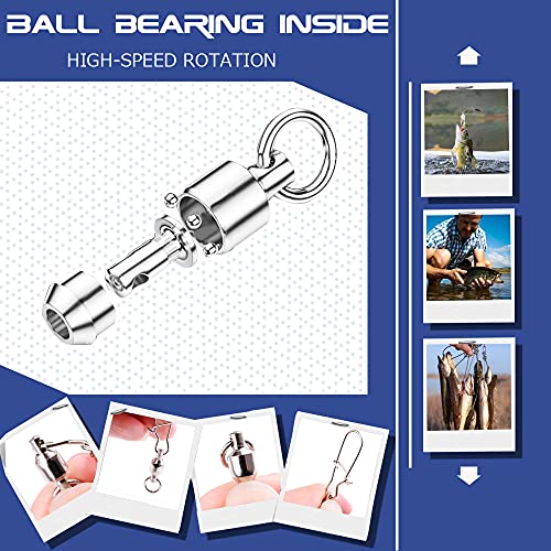 AMYSPORTS Ball Bearing Swivels Fishing Barrel High Strength Fishing Snap Bearing Connector Ring Snaps Swivels Saltwater Stainless Steel Accessories - size: Size 7+7 (151lb) 24 pcs