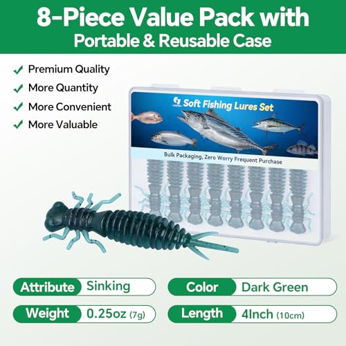 Clearance Bionics-Designed Durable Soft Plastic Fishing Lures Kit with Bonus Accessories, 3/4/5/6 Inch, 9-Type Lifelike Swimbaits in One Gear Set Included Tackle Box for Bass - color: Blue