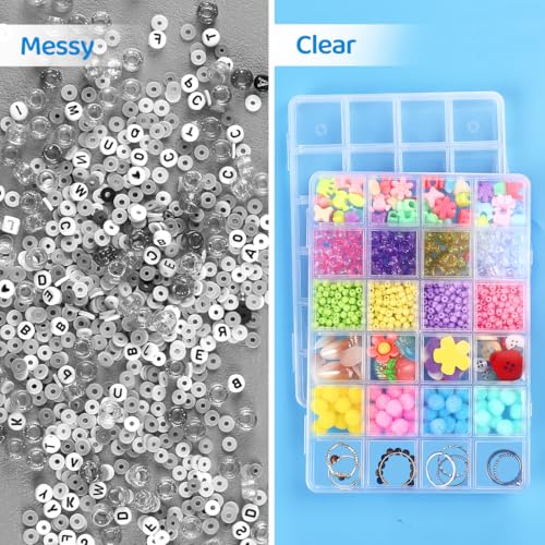 Eppingwin 24 Grids Bead Organizer, Craft Organizers and Storage, Acrylic Organizers, Plastic Bead Organizer Box for Crafts Organizing Storing (4 pcak) - color: 24 grids(4 P)