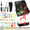 RoundFunny 3 Layers Fishing Tackle Box 414 Pcs Fishing Gift Lures Gear Kit with Tackle Included Pliers Lip Gripper Bait Hook Accessories for Beginner Fisherman Women Men, Fit Bass Trout - color: Black