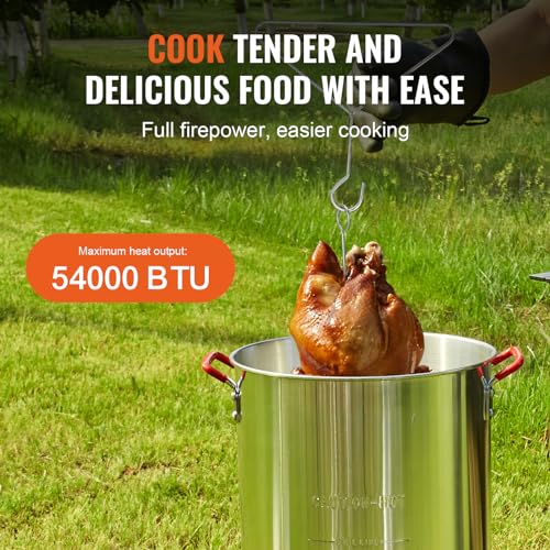VEVOR Seafood Boiling Kit & Turkey Fryer, 30-qt Boiler Steamer Cooker Set, Outdoor Aluminum Frying Pot, 54,000 BTU Burner Propane Gas Boiler, Gifts for Thanksgiving Day - style: 30-qt