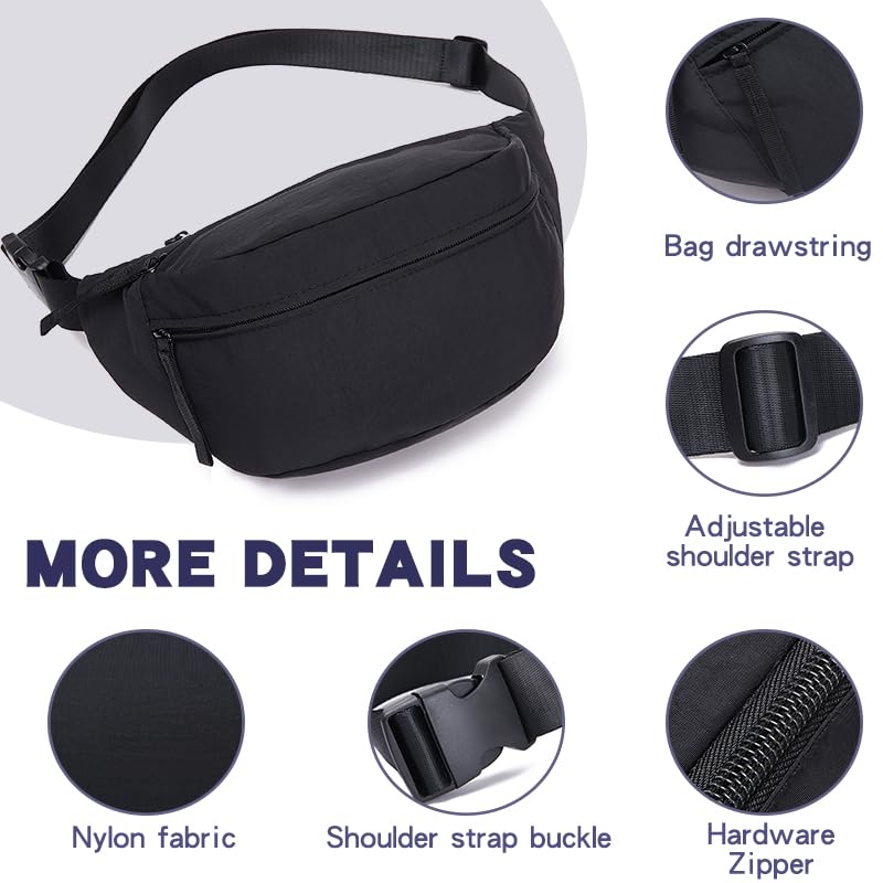 Large Capacity Nylon Women Sling Bags Girl Fanny Pack Light Weight Crossbody Bag Men Shoulder Bag Unisex Classic Waist Packs Purse Hiking Roomy Chest Bag, Easy Carry Any Phone,Wallet - color: Green