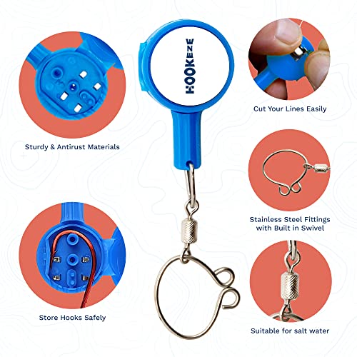 HOOK-EZE Fishing Knot Tying Tool | Protect from Fish Hooks | Tie Fishing Knots Easily | Cool Gadgets for Fishermen | Ice Fly Fishing | Fishing Accessories for Beginner Anglers | Nail Knot Tool - color: Blue, style: Standard