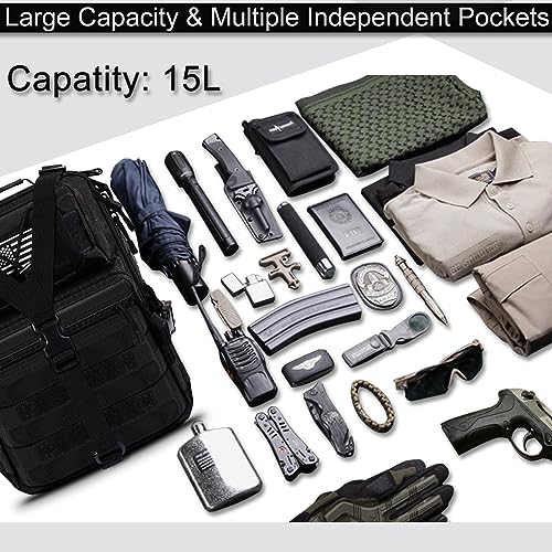 HAOMUK Tactical Sling Bag Pack Military Rover Shoulder Sling Backpack EDC Molle Assault Range Bag - color: Black