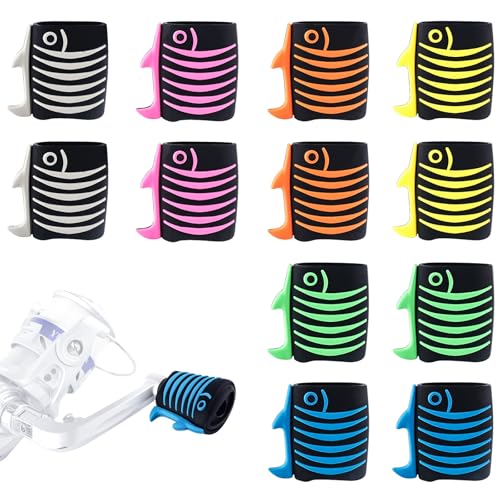 Fishing Reel Replacement Handle with Knob Covers, Spinning Casting Baitcaster Reel Grip Parts Universal Rocker Arm Non-Slip Rubber Sleeve - color: 12PCS-Reel-Knob-Covers