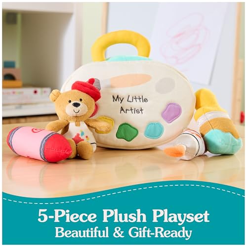GUND Baby My Little Artist 5-Piece Plush Playset with Rattle, Squeaker and Crinkle Plush Toys, Sensory Toy for Babies and Newborns, 7.5” - style: Artist Playset