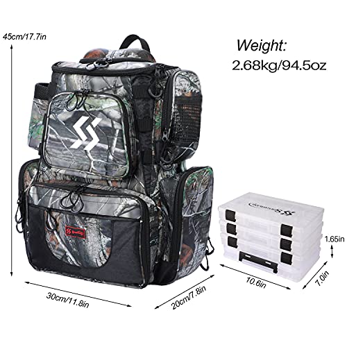 Sougayilang Fishing Tackle Backpack Waterproof Tackle Bag Storage with 4 Trays Tackle Box