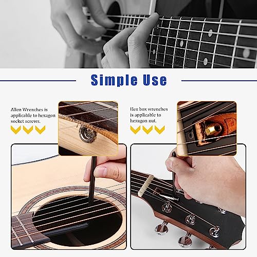 Glarks 13Pcs Professional Guitar Allen Wrenches with Pocket Truss Rod Hex Box Wrenches and Ball End Truss Rod Wrenches Kit, Guitar Repair Tool Kit for Guitar Bass Neck Truss Rod Adjustment