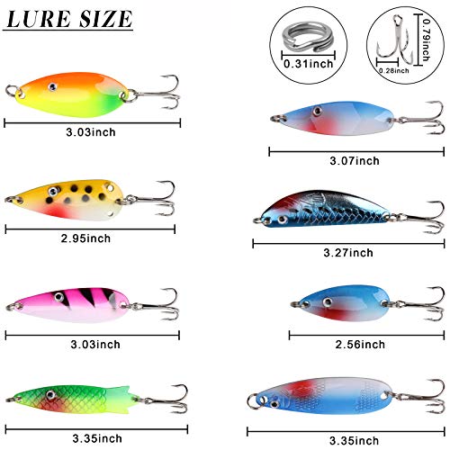 Fishing Spoons Lures Kit 30pcs Hard Metal Colorful Spinner Baits Casting Trolling Trout Spoon Fishing Lures for Bass Salmon Pike Walleye