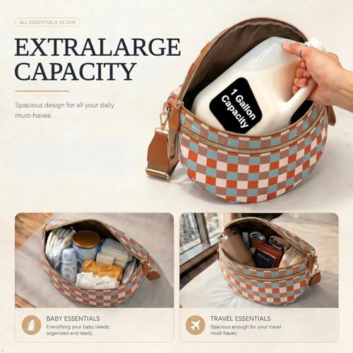 Womens Crossbody Bag, Spacious Nylon Bum Bag Trendy Shoulder Purse with Adjustable Strap Zipped Travel Essentials - color: 42a-multi