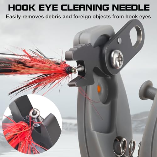 Booms Fishing Line Cutter with Retractor: Mini Fishing Scissors for Braided Momo Fluoro Line - Braid Scissors Saltwater with Hook Eye Cleaner - Serrated Shears with Locking Feature, FR1 Orange - color: Orange