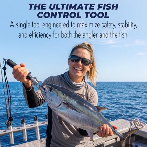 Rite Angler Stainless Steel Fish Lip Grip for Fishing - Ergonomic Handle, Spring-Loaded, Corrosion-Resistant Grabber Tool - Fishing Gripper, Saltwater Fish Clamp Grips