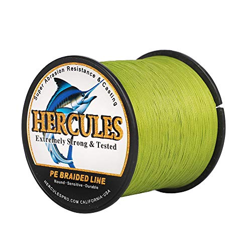 HERCULES Cost-Effective Super Cast 8 Strands Braided Fishing Line 10LB to 300LB Test for Salt-Water,109/328/547/1094 Yards(100M/300M/500M/1000M),Diam.#0.12MM-1.2MM,Hi-Grade Performance,Variety Colors - color: Army Green, size: 10LB-0.12MM-1640YDS(1500M)-8
