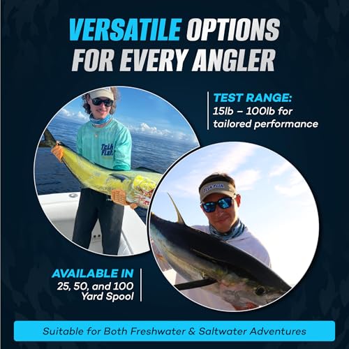 TrikFish Fluorocarbon Leader Fishing Line - Trik Fish Leader - Saltwater & Freshwater Fishing Line - Clear, Virtually Invisible - High Strength & Abrasion Resistance Lb Test - size: 25 Yards, style: 50lb Test