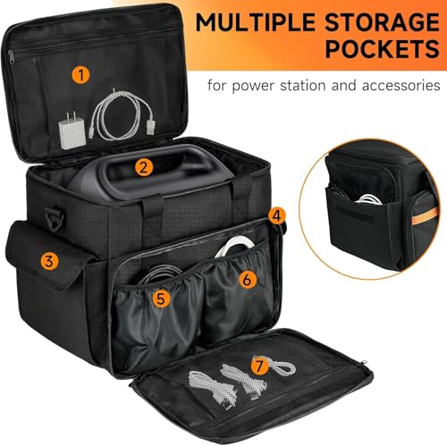LEFOR·Z Carrying Case Compatible with Jackery Explorer 1000/ECOFLOW River Max/Bluetti EB70S/GRECELL T1000 Portable Power Station,Travel Storage Bag for Charging Cable and Accessories(Bag Only) | Portable Power Station Travel Bag Fits for ECOFLOW River Max