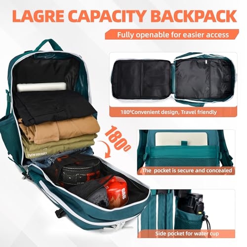 LUPU TACTICAL 45L Backpack for Men and Women 3 Days Assault Pack Outdoor Travel Hiking Camping Rucksack with Molle Webbing (Blacklish Green)