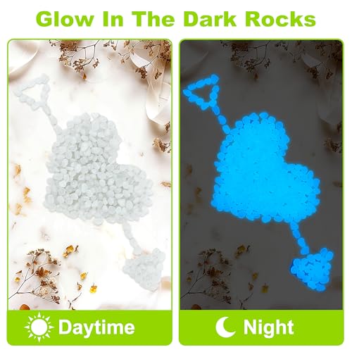 White Glow Stones Glow in The Dark Rocks Outdoor Decorative Stones Luminous Stones for Walkway Pathway Backyard Glowing Rocks for Garden Aquarium Patio Lawn(1000pcs) - size: 1000, style: White
