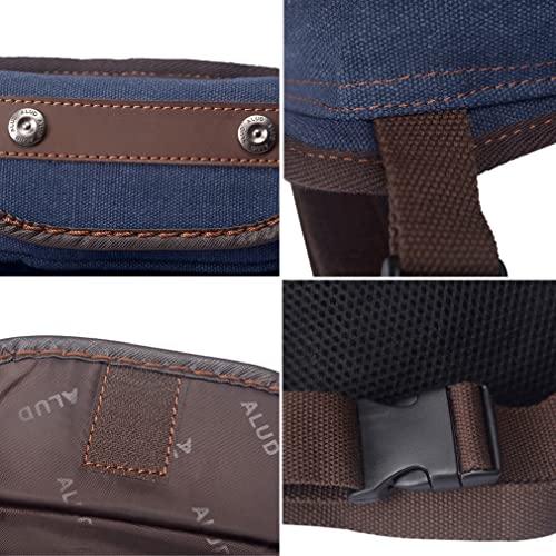 Canvas Waist Pack Drop Leg Bag for Men, Blue | Fanny Pouch, Tactical, Hiking Travel, Outdoor Climbing, Motorcycle Bike Rider Cycling - color: Blue