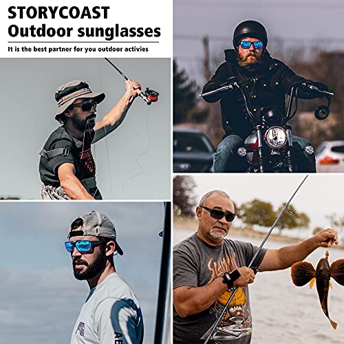 STORYCOAST Polarized Sports Sunglasses for Men Women Unbreakable Frame Cycling Fishing Driving - color: 3pack-black+red+blue