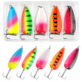 Spoon Fishing Lures, Hard Metal Fishing Spoon Lures with Treble Hooks Casting Spinner Baits for Bass Trout Pike Saltwater Freshwater - size: 1/8oz-5pcs