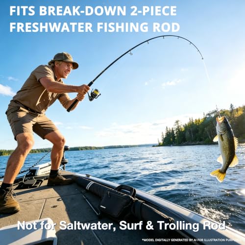 PEKREWS Fishing Rod Case, 52inch Fishing Pole Bag (3.9ft-4.4ft) with Tackle Pockets, Fits Break-Down Spinning, Casting Rod Reel Combo, Padded Soft Rod Bag with Strap Handle, Pole Travel Case, Blue - color: Blue