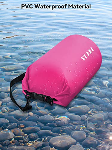 HEETA Waterproof Dry Bag for Women Men, 5L/10L/20L/30L/40L Roll Top Lightweight Dry Storage Bag Backpack with Emergency Whistle for Travel, Kayaking, Boating, Camping, Beach, Cruise Ship Essentials - color: Rose Red, size: 5L
