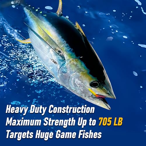 Dr.Fish Heavy Swivels for Saltwater Fishing, 190-705LB Wind on Swivels Rust Resistant Heavy Duty Fishing Tackles Stainless for Tuna Shark - size: 300LB