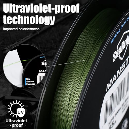 SeaKnight Braided Line 9Strand PE Braided Fishing Line - Highly Abrasion Resistant, Great Knot Strength, Ultra-Thin Diameter, Improved Colorfastness -Fishing Line for Freshwater Saltwater - color: Low-Vis Green, size: 22LB(0.16mm)-328Yds