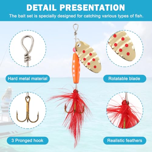 16pcs Fishing Lures Spinner Baits, Trout Bass Salmon Lures Kit, Metal Bass Trout Spinner Lure Baits with Portable Carry Bag for Freshwater Saltwater, Fishing Gifts for Men