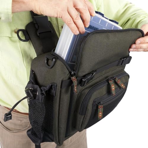 SNOWBEE Sling Fishing Bag – 18 L Waterproof Outdoor Sling Pack with Padded Diagonal Strap, Quick‑Access Main Compartment, Mesh Pockets & D‑Ring Attachments
