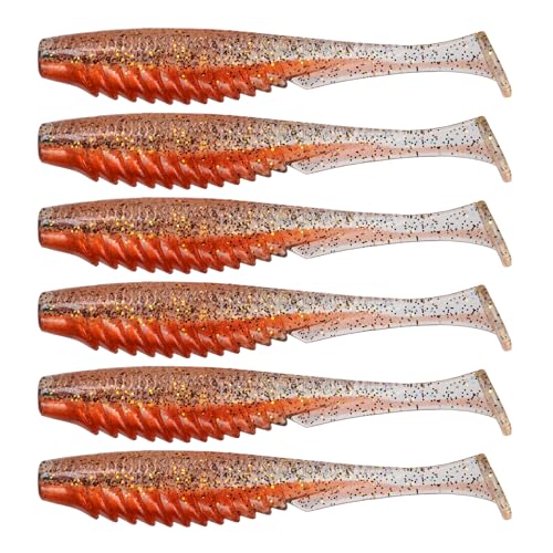 6th Sense – Party Paddle 4.3" – Saltwater Swimbait – Inshore Fishing – Redfish/Trout/Snook – Paddle Tail Soft Plastic - color: Coral Copper