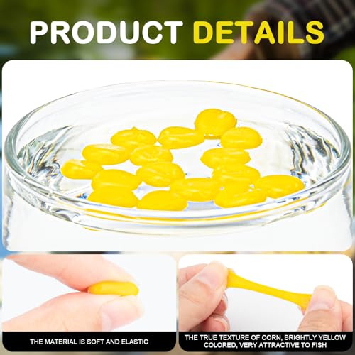 Syosisny 500pcs Floating Fishing Lures - Soft TPR Artificial Baits with Real Corn Scent, Yellow Elastic Fake Corn Baits for Carp, Catfish, and Versatile Freshwater & Saltwater Fishing