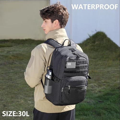 Wotony Military Tactical Backpack for Men Army 3 Days Assault Pack Bag with Molle System for Outdoor Adventures (Military green, 30L) - color: Military Green, size: 30L