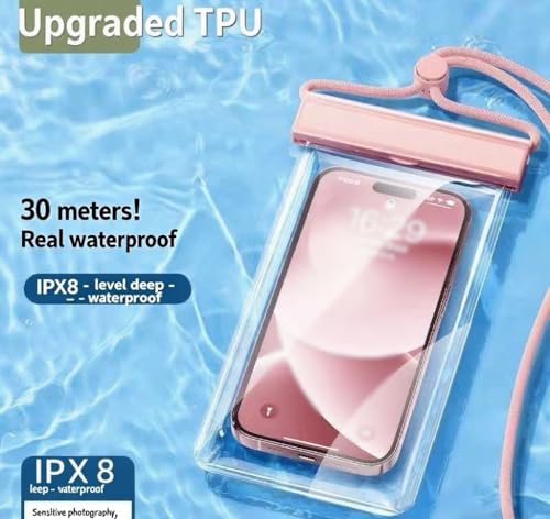 1PCS Waterproof Phone Case - Universal Fit for iPhone 14/13/12 & Android Phones - Submersible Up to 100ft for Kayaking, Fishing, Rain,etc.(Black/White/Pink) (Pink) - color: Pink