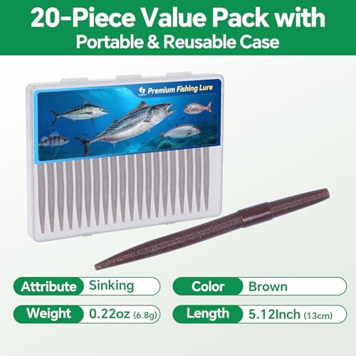 Clearance Bionics-Designed Durable Soft Plastic Fishing Lures Kit with Bonus Accessories, 3/4/5/6 Inch, 9-Type Lifelike Swimbaits in One Gear Set Included Tackle Box for Bass - color: Brown
