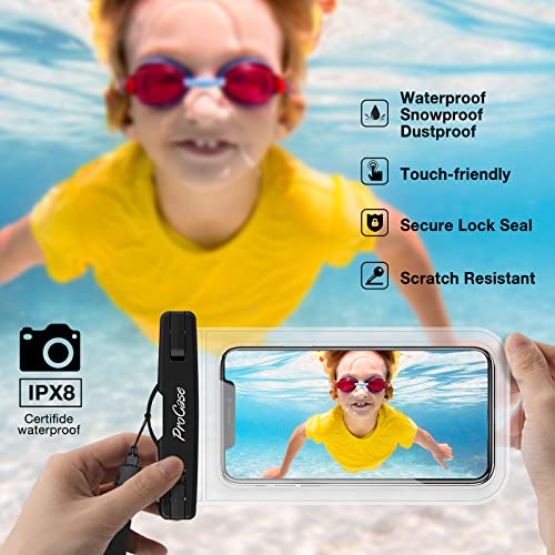 ProCase 2 Pack Waterproof Phone Pouch Case, 7" Universal Underwater Cellphone Dry Bag for iPhone 17 Air 16 15 14 13 Pro Plus Max 12 11, Galaxy S24 S23 S22 Ultra Pixel -Clear - color: Clear