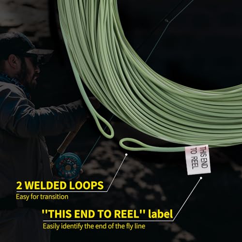 Maxcatch Fly Fishing Line Combo Kit, Weight Forward Floating Line with Two Welded Loops, Backing Line, Tapered Leader and Tippet - color: Moss Green, size: WF6F-100FT