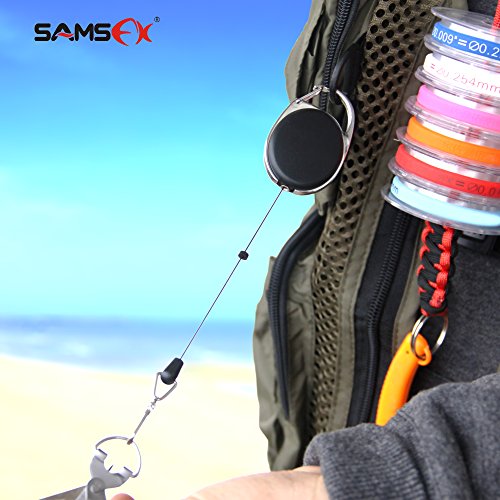 SAMSFX Fly Fishing Zinger Retractor for Anglers Vest Pack Tool Gear Assortment Combo 3pcs in Pack - color: Retractor With Ordinary Clips, 24" Nylon Cord