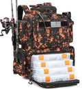 Tactical Fishing Tackle Backpack with Tackle Boxes, Rod Holders & Bottle Holder, 50 L Large Fishing Tackle Box Backpack with Cooler, Fishing Bag with Trays Store Gear & Equipment, Mars CM - color: Mars CM