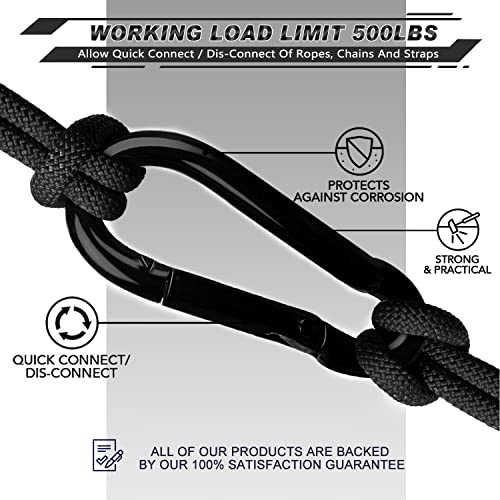 AUTMATCH Carabiner Clips, 3" Spring Snap Hook Caribeener Clips Buckle Pack Grade Heavy Duty Carabiners Quick Link for Camping, Fishing, Hiking, Traveling, 4 Pack - style: Carbon Steel - Black