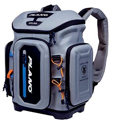 Plano Atlas 3700 Tackle Fishing Backpack, Gray EVA Material, Includes 3 3750 StowAway Utility Boxes for Worms, Lures, & Baits, Waterproof & Non-Skid Base, Grey - style: Backpack