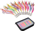 10pcs Squid Jigs Saltwater Fishing Lures Glow Squid Jigs Luminous Shrimp Prawn Artificial Baits 3D Fluorescent Squid Jig Hooks Tackle for Cuttlefish Octopus Fishing Size 2.5 3 3.5 - size: 3.0#
