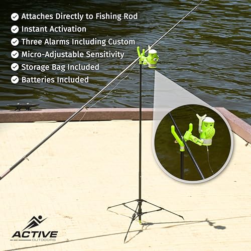 FISHIN' STIX Ready to Fish Kit - Includes 30" Rod Holder, All Terrain Stand Tripod and Bite Alarm - style: Yellow