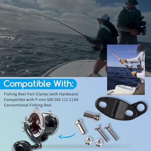 XTPTFABS 33-113 Fishing Reel Part-Clamp (with Hardware) Compatible with P-ENN 112H 113H 140 250 500 500S 505 Conventional Fishing Reel